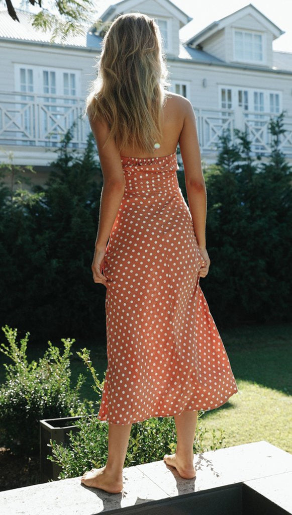 Polka Dot Halter Midi Dress Gabi Swimwear Polka Dot Halter Midi Dress Gabi Swimwear