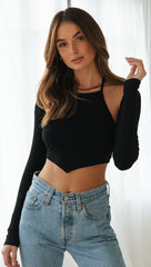 Black Two Pieces Long Sleeves Top