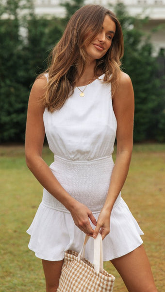 White Backless Mini Dress