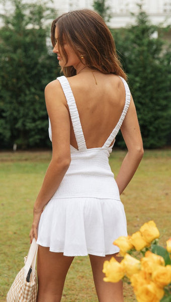 White Backless Mini Dress