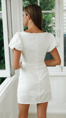 White Front Knot Dress