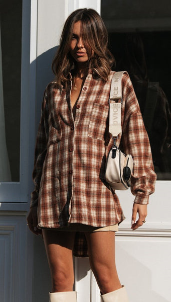 Brown Tartan Print Shirt