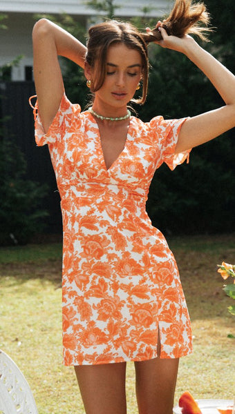 Papaya Floral Print Bodycon Dress