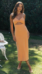 Orange Cutout Slip Backless Dress