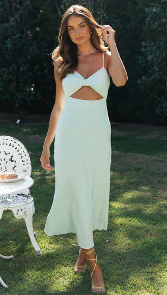 Mint Cutout Slip Backless Dress