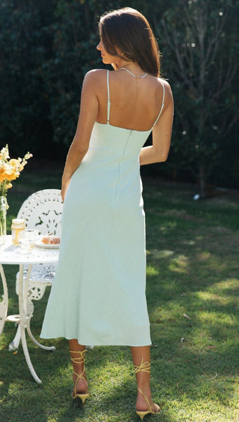 Mint Cutout Slip Backless Dress