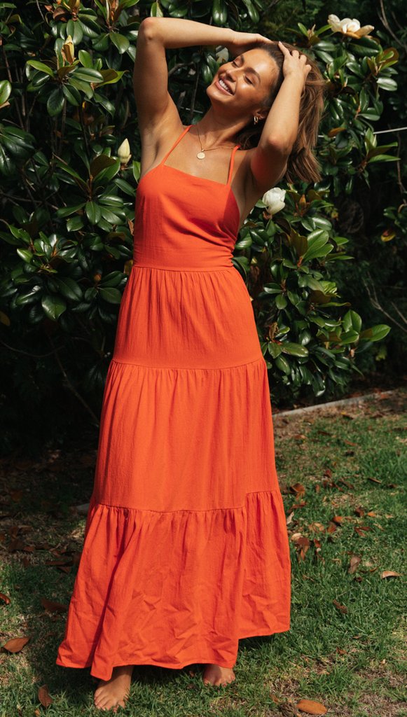 Orange Backless Long Dress Gabi Swimwear Orange Backless Long Dress Gabi Swimwear