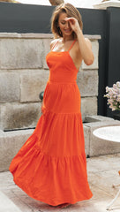 Orange Backless Long Dress