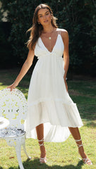 White High Low Backless Dress