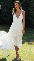 White High Low Backless Dress
