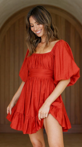 Red Open Back Bowknot Dress