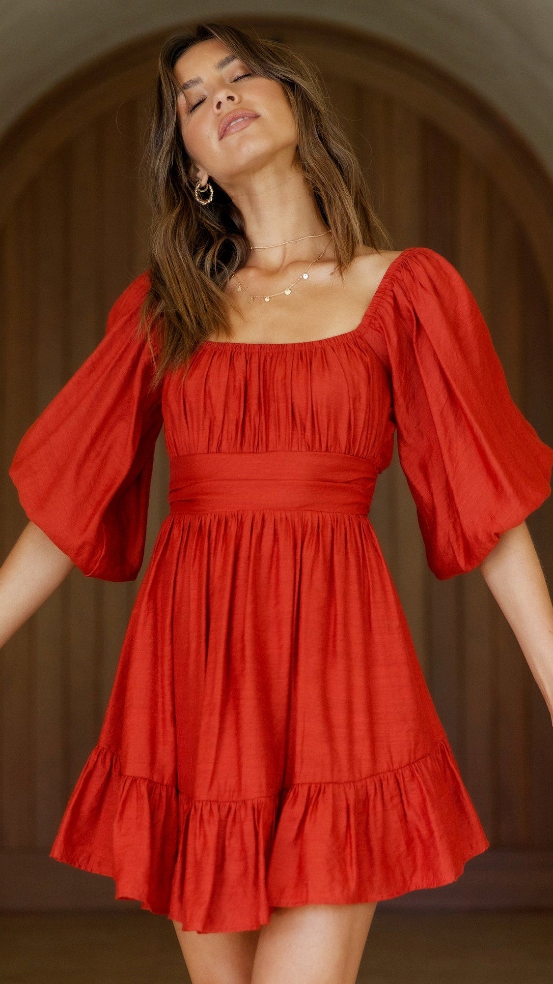 Red Open Back Bowknot Dress