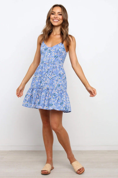 Blue Floral Slip Dress