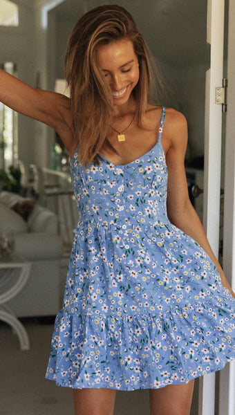 Blue Floral Slip Dress