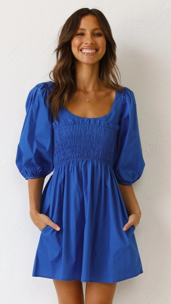 Royal Blue Smocked Mini Dress