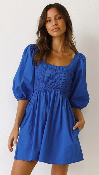 Royal Blue Smocked Mini Dress