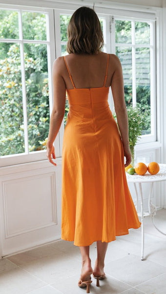 Orange Double Hoop Midi Dress