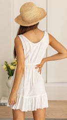 White Sleeveless Withdraw Mini Dress