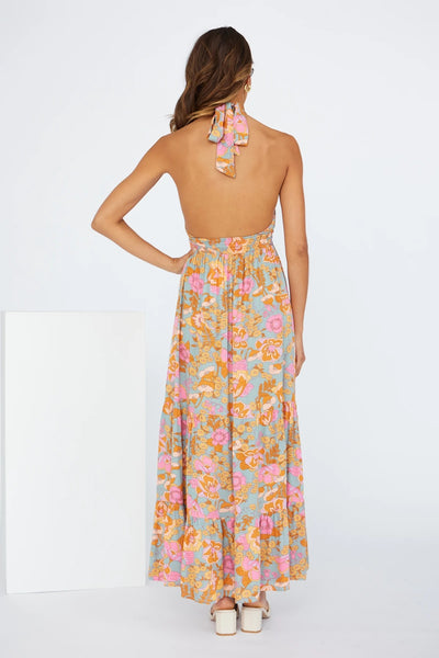 Tribal Floral Crossover Midi Dress