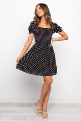 Black Polka Dot Print Dress