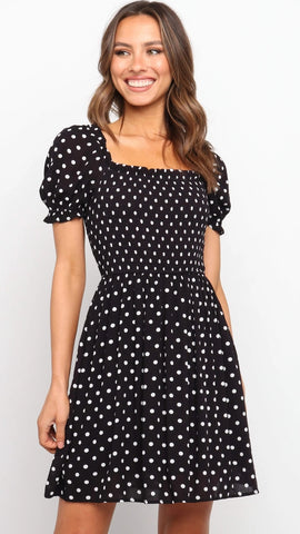 Black Polka Dot Print Dress