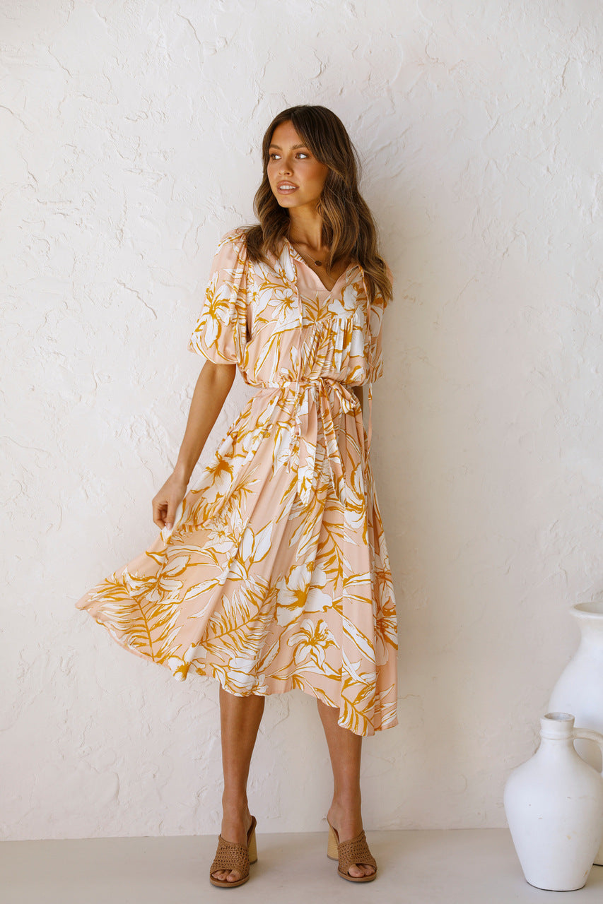 Coral Floral Withdraw Midi Dress