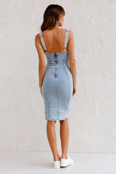 Light Blue Denim Midi Dress