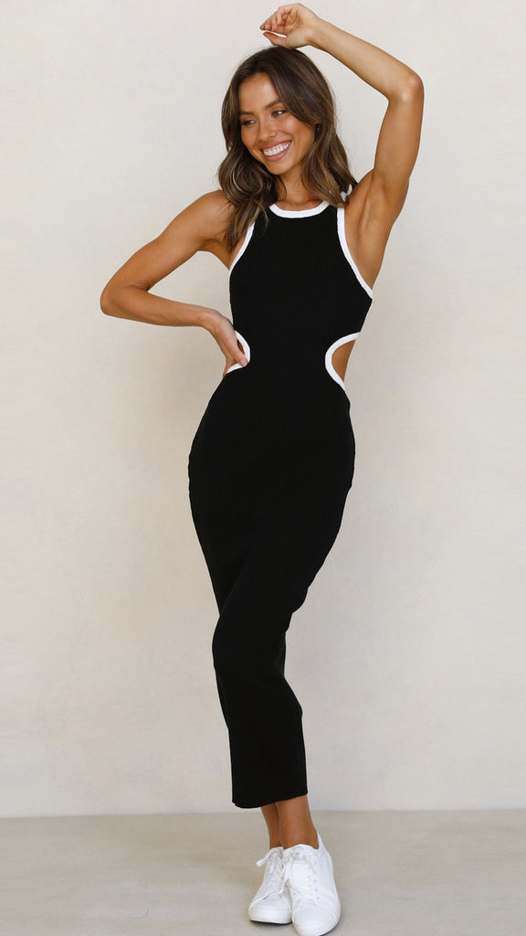 Black Cutout Bodycon Knit Dress Gabi Swimwear Black Cutout Bodycon Knit Dress Gabi Swimwear
