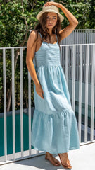 Light Blue Slip Midi Dress