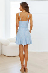 Blue Crochet Lace Slip Mini Dress
