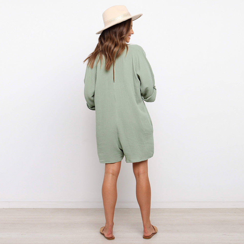 Green Slouchy Loose Fit Romper