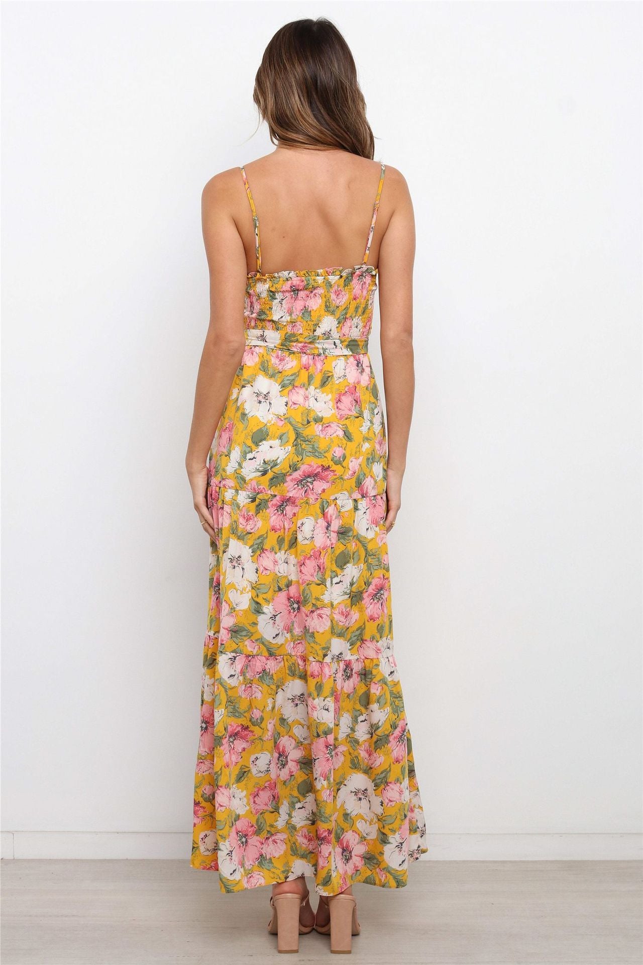 Yellow Floral Slip Maxi Dress