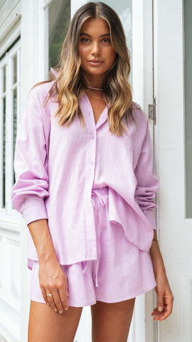 Violet Shirt and Shorts Matching Sets