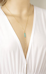 Beaded Turquoise Plated Golden Pendent Necklace