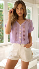 Lavender Crochet Knit Crop Top