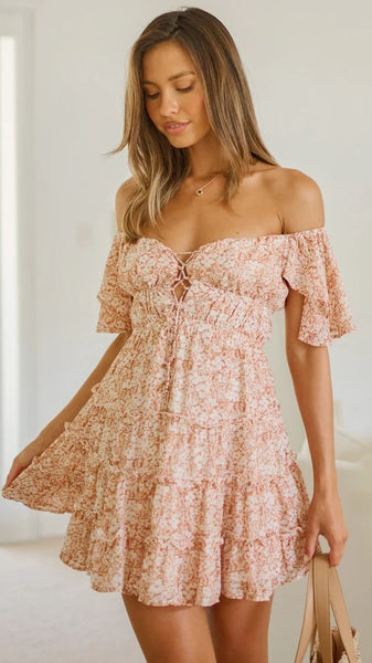 Pink Floral Mini Dress
