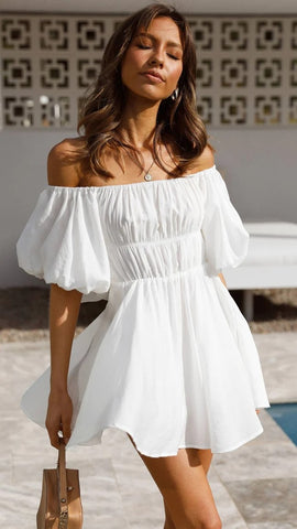 White Off Shoulder Mini Dress
