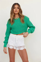 Green Ribbed Knit Sweater