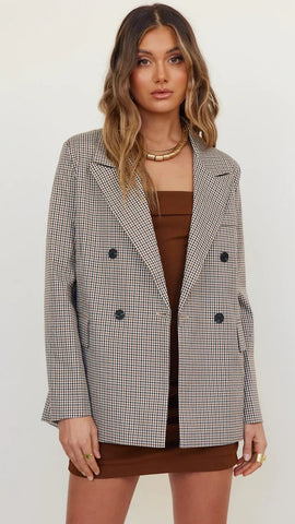 Brown Plaid Autumn Blazer