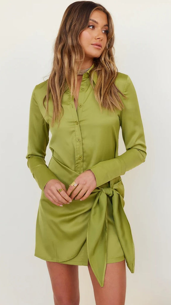 Lime Green Long Sleeves Shirt Dress Gabi Swimwear Lime Green Long Sleeves Shirt Dress Gabi Swimwear