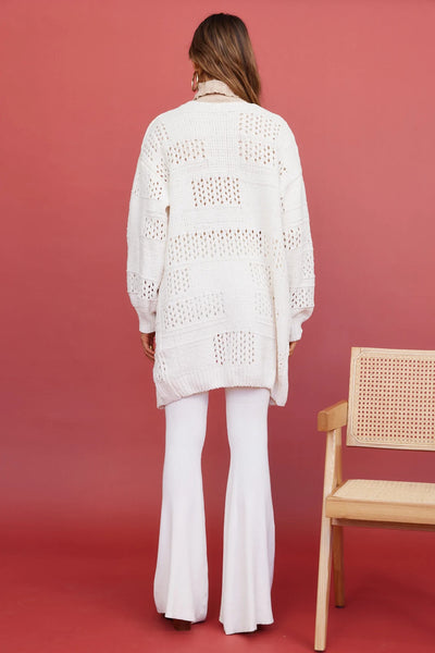 White Crochet Knit Cardigan