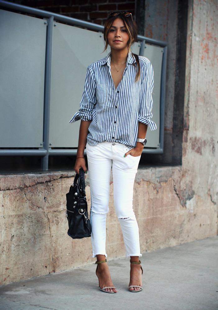 Classic Blue And White Striped Button Down Shirt