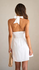 White Halter Mini Dress