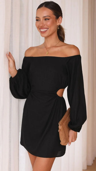 Black Long Sleeves Mini Dress