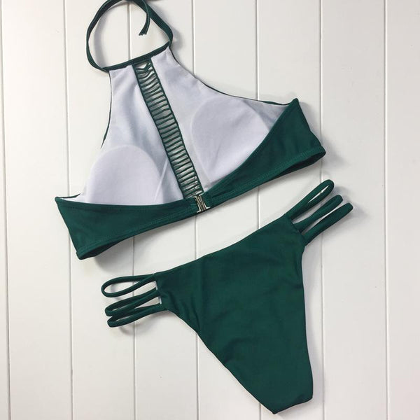 Olive High Neck Bikini Bathing Suits