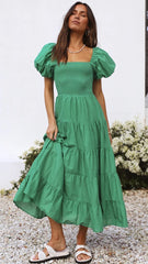 Green Tiered Midi Dress