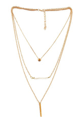 Beaded Triple-Layered Pendent Golden Necklace