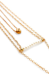 Beaded Triple-Layered Pendent Golden Necklace