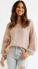 Pink Batwing Sleeves Knit Sweater