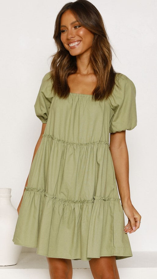 Olive Green Babydoll Mini Dress Gabi Swimwear Olive Green Babydoll Mini Dress Gabi Swimwear